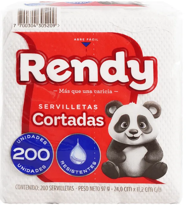 SERVILLETA CORTADA RENDY *  200 UND