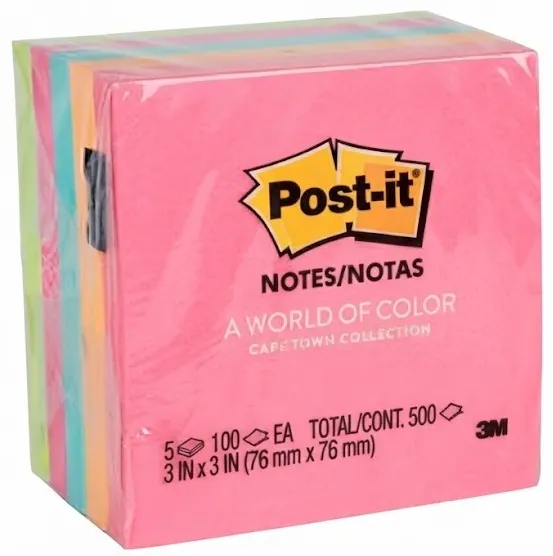 NOTAS 3M POST-IT 654-4 PK NEON 180 HOJAS