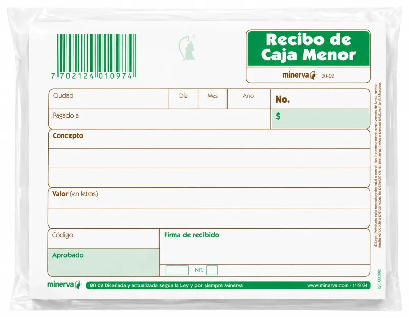RECIBO CAJA MENOR TALONARIO *100 S/DET