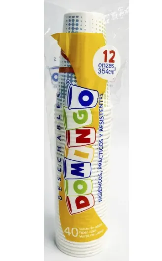 VASO CARTON  DOMINGO 12 ONZ PAQ.*40 UND
