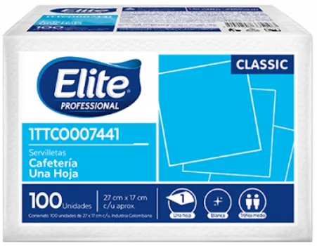 SERVILLETA ELITE CAFETERIA BLANCA  PAQ*100UND